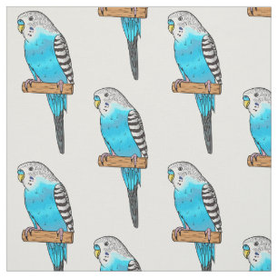 Blaue Budgerigar-Cartoon Stoff