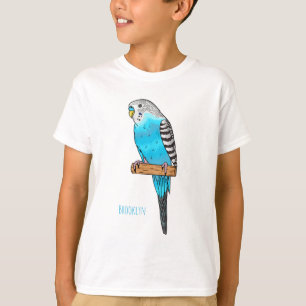 Blaue Budgerigar-Cartoon T-Shirt