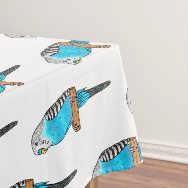 Blaue Budgerigar-Cartoon Tischdecke (Beispiel)