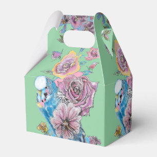 Blaue Budgie- und Rosen-Blumen-Party-Cake-Geschenk Geschenkschachtel