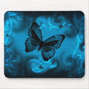 blaue bunte Schmetterlingsvektorkunst Mousepad