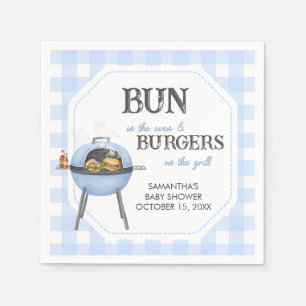 Blaue Burger BBQ Baby Shower Serviette