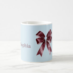 Blaue Burgunder-Schleife personalisiert Kaffeetasse