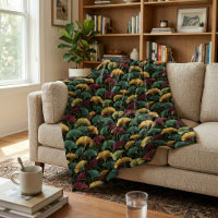 Blaue Burgunderrote Vintage Ginkgoblatt-Muster