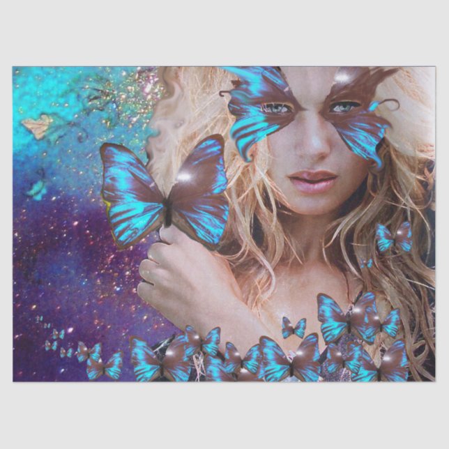 BLAUE BUTERRFLY Schönheit im Naturfachpapier Seidenpapier (Vorderseite)