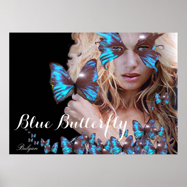 BLAUE BUTTERFLY FRAU POSTER (Vorne)
