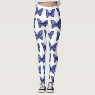 Blaue Butterfly Wasserfarbe Benutzerdefinierte Leg Leggings