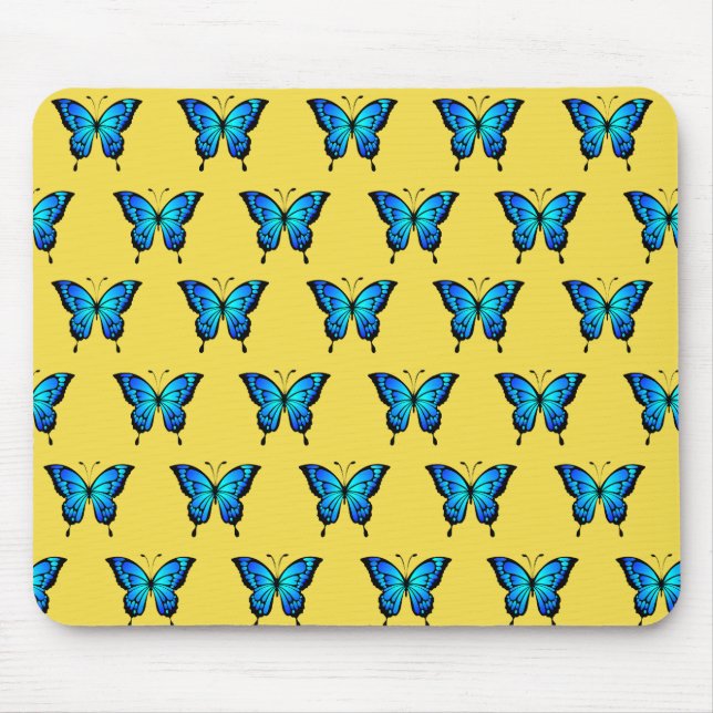 Blaue Butterflys von Schaufenstern. Mousepad (Vorne)