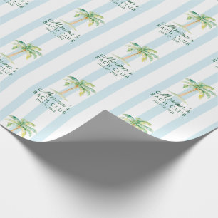 Blaue Cabana Streifen Palm Bach Club Junggesellinn Geschenkpapier