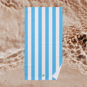 Blaue Cabana Streifen und Personalisiert grüne Mon Strandtuch