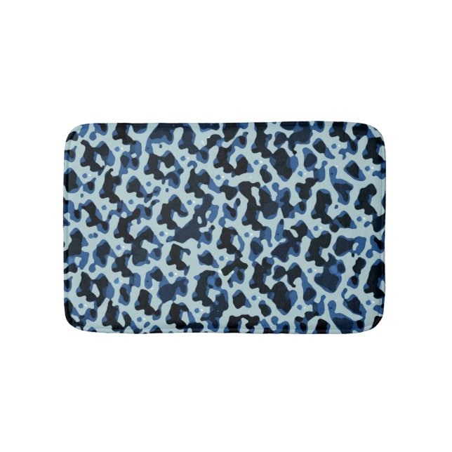 Blaue Camouflage Abstraktes Muster Badematte (Vorderseite)