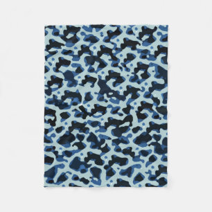 Blaue Camouflage Abstraktes Muster Fleecedecke