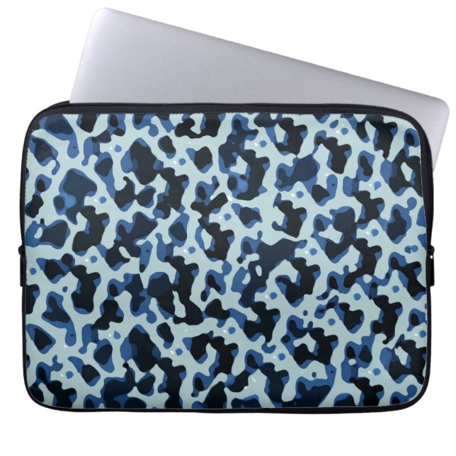 Blaue Camouflage Abstraktes Muster Laptopschutzhülle (Vorderseite)