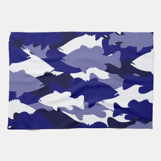 Blaue Camouflage-Bass-Fischen Handtuch (Horizontal)