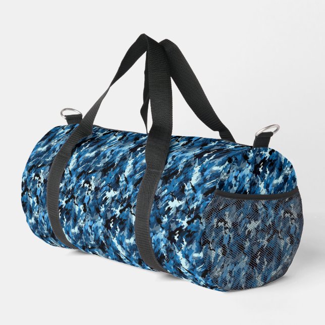 Blaue Camouflage Duffle Bag (Rechte Ecke)