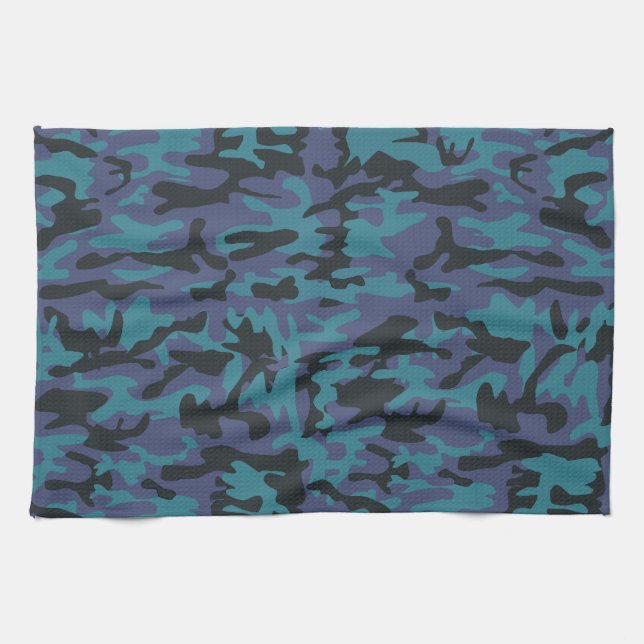 Blaue Camouflage Handtuch (Horizontal)