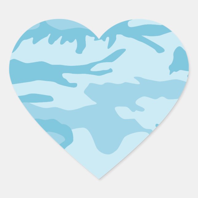 Blaue Camouflage Herz-Aufkleber (Vorderseite)