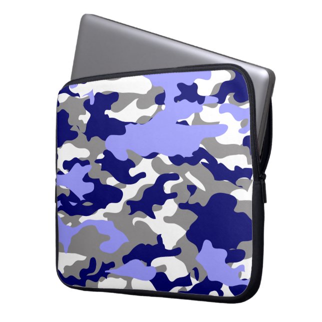 BLAUE CAMOUFLAGE LAPTOPSCHUTZHÜLLE (Vorderseite Links)