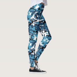 Blaue Camouflage Leggings