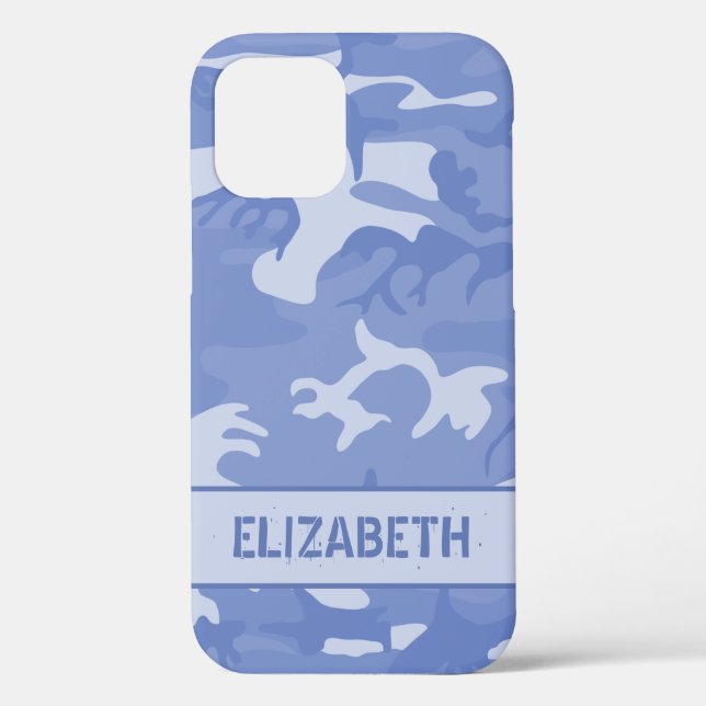 Blaue Camouflage Monogramm Case-Mate iPhone Hülle (Rückseite)