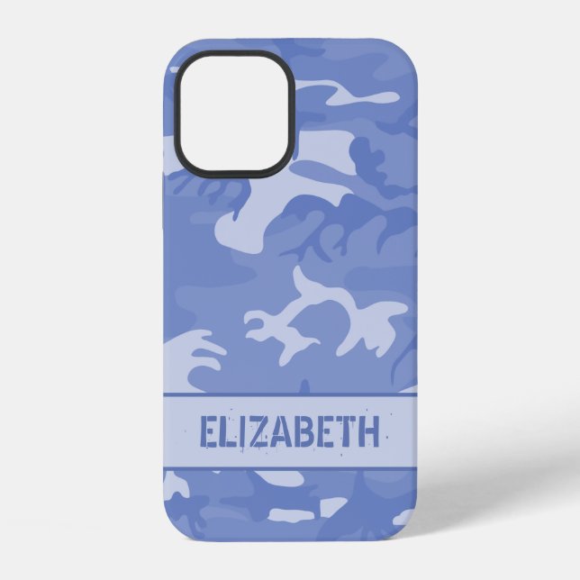 Blaue Camouflage Monogramm iPhone Hülle (Rückseite)