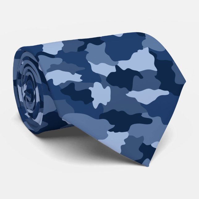 Blaue Camouflage Muster Militär Krawatte (Gerollt)