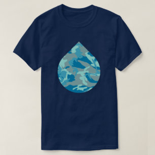 Blaue Camouflage Muster Teardrop T-Shirt