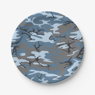 Blaue Camouflage Pappteller