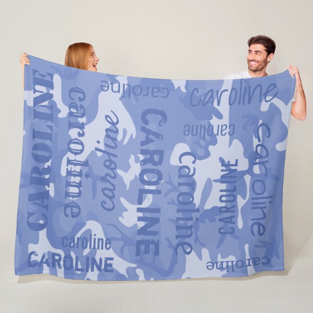 Blaue Camouflage Personalisiert Fleecedecke (Beispiel)