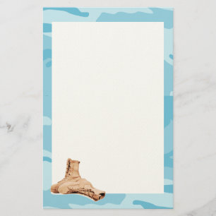 Blaue Camouflage und Kampfstiefel Briefpapier