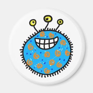 Blaue Cartoon-Mikrobe Magnet