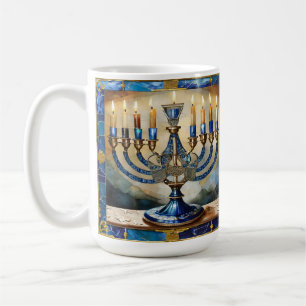 Blaue Chanukka-Menora Kaffeetasse