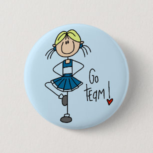 Blaue Cheerleader-T-Shirts und Geschenke Button