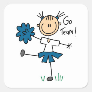 Blaue Cheerleader T-Shirts und Geschenke für das T Quadratischer Aufkleber
