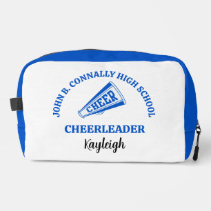 Blaue Cheerleaderin der High School personalisiert Waschbeutel