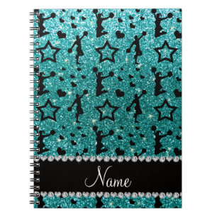 Blaue cheerleading Glittersterne des Notizblock
