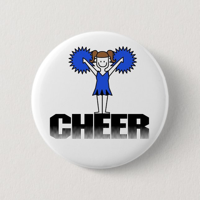 Blaue Cheerleading T - Shirts und Geschenke Button (Vorderseite)
