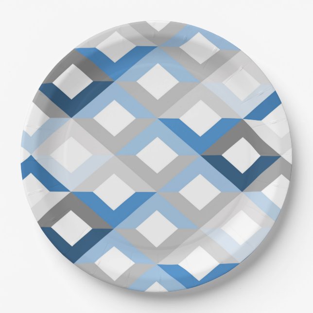 blaue Chevron-Papierteller Pappteller (Vorderseite)