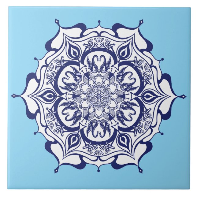 Blaue China. Was sehen Sie? Fliese (Vorderseite)