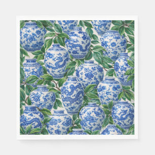 Blaue chinesische Porzellan-Ginger-Vase Serviette