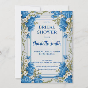 Blaue Chinoiserie-antike Floral-Brautparty Save The Date