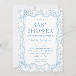 Blaue Chinoiserie-Baby-Shower-Einladung Einladung