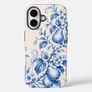 Blaue Chinoiserie-Birnblüten-Handyhülle iPhone 16 Hülle