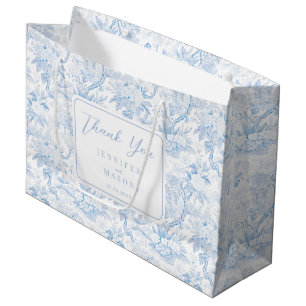 Blaue Chinoiserie Blumen Hochzeit Danke  Große Geschenktüte