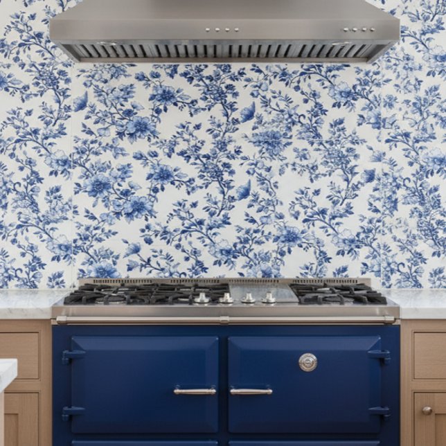 Blaue Chinoiserie Blumendekoration   Fliese (Von Creator hochgeladen)