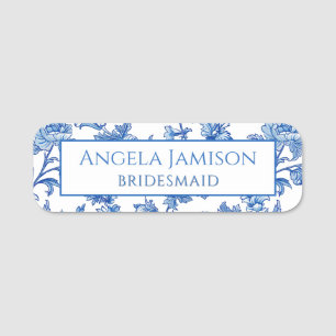 Blaue Chinoiserie-Blumenhochzeit  Namensschild