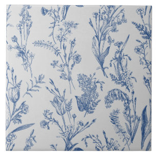 Blaue Chinoiserie Blumenvintage Fliese