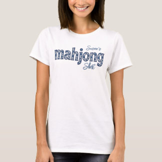 Blaue Chinoiserie Blumige Individuelle Mahjong T-Shirt