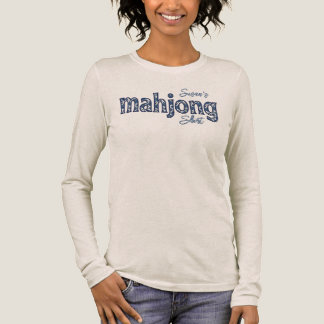Blaue Chinoiserie Blumige Individuelle Mahjong Tri-Blend Shirt
