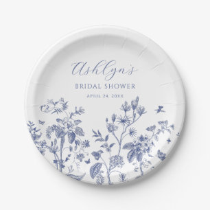 Blaue Chinoiserie Brautparty-Teller Pappteller